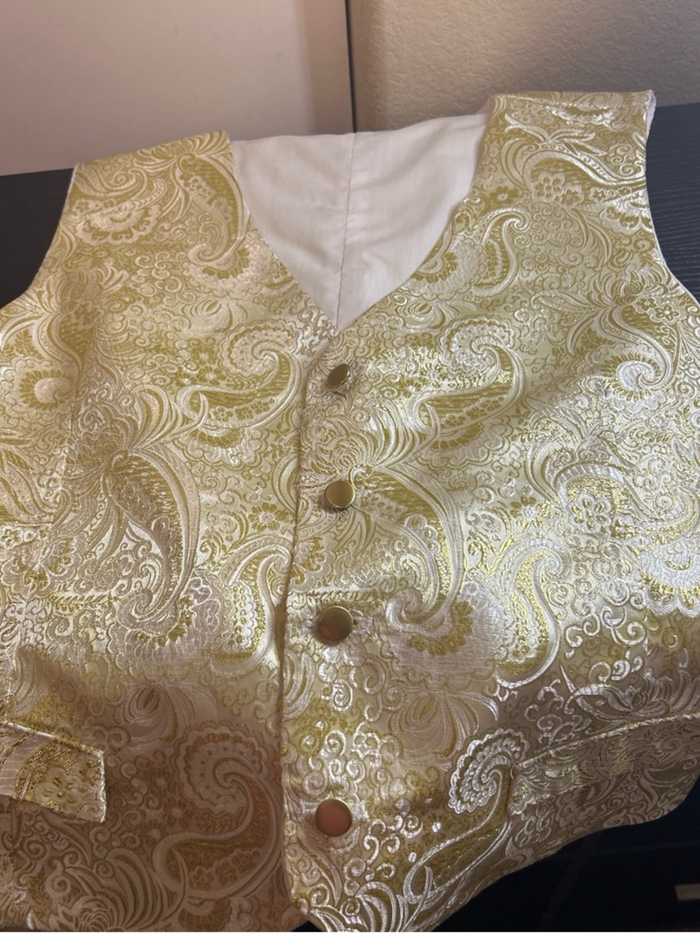 Men's Gold Paisley Formal Vest - Classic Event Waistcoat